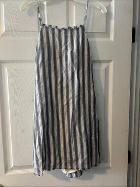 essue Navy and White Striped Mini Slip Dress